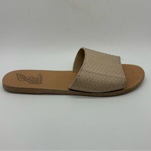 Ancient Greek Sandals Beige Reptile Snake Print Womens Size EU39 US 9 Slide Flat